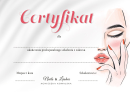 Certyfikat ukończenia kursu Beauty Face, A4 (C18)