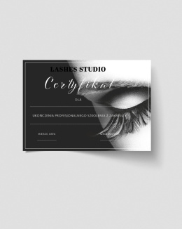 Certyfikat ukończenia kursu DARK LASHES, A4 (C17)