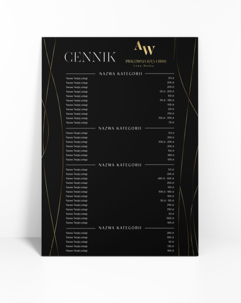 Cennik usług A4, A3 wzór nr CN3 (CN6)