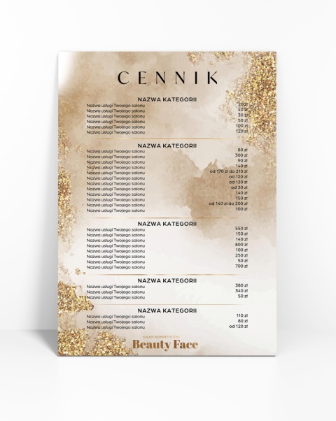 Cennik usług Złoto Beż, A4 lub A3 (CN42) Cennik usług Złoto Beż, A4 lub A3 (CN42)