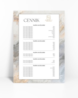 Cennik usług z beżowo-szarym tłem, A4 lub A3 (CN2)