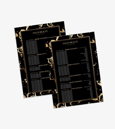 Cennik usług złote plamki na czarnym tle A4 lub A3 (CN13)