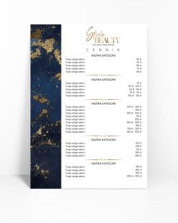 Cennik usług granatowo-złote tło, A4 lub A3 (CN9)