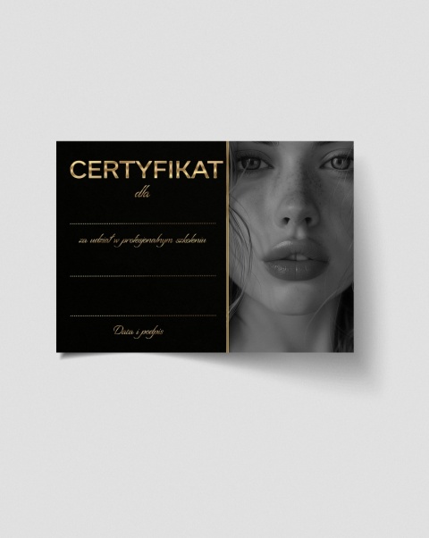 Certyfikat ukończenia kursu z twarzą koebiety, A4 (C35)