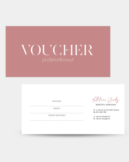 Voucher podarunkowy Różowy Minimalistyczny (V1)
