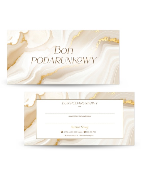 Voucher podarunkowy w beżowo-białe marmurkowe tło (V14) Voucher podarunkowy w beżowo-białe marmurkowe tło (V14)