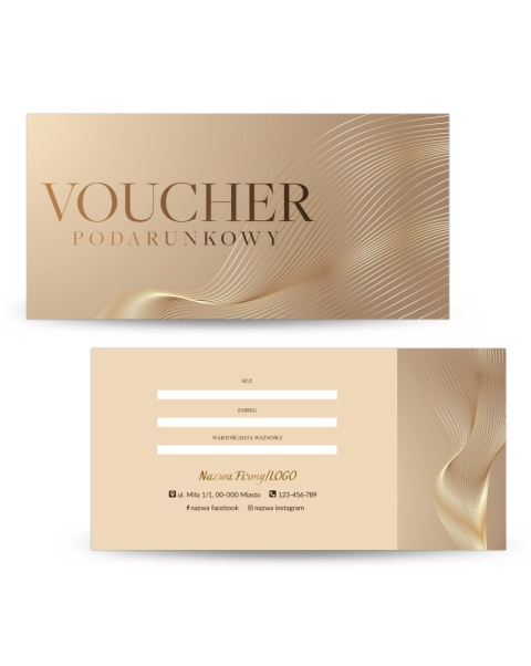 Voucher podarunkowy w beżu i brązie z liniami (V2) Voucher podarunkowy w beżu i brązie z liniami (V2)