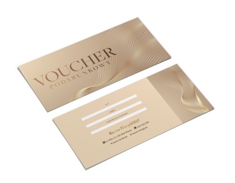 Voucher podarunkowy w beżu i brązie z liniami (V2) Voucher podarunkowy w beżu i brązie z liniami (V2)