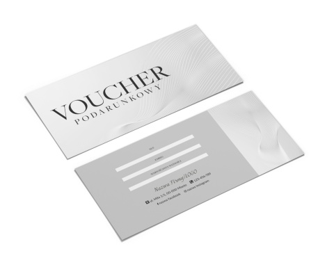 Voucher podarunkowy w odcieniach szarości z liniami (V3)