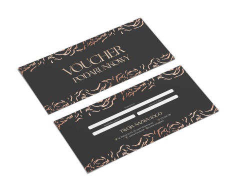 Voucher podarunkowy ze wzorkami i grafitowym tłem (V19) Voucher podarunkowy ze wzorkami i grafitowym tłem (V19)